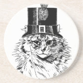 Steampunk Katzen-Untersetzer, Kitty im Spitzenhut Untersetzer (Vorne)