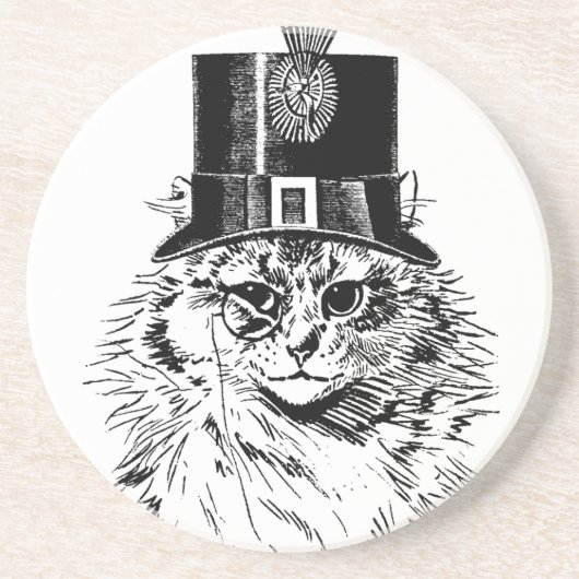 Steampunk Katzen-Untersetzer, Kitty im Spitzenhut Untersetzer (Vorne)