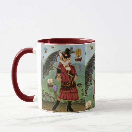 Steampunk Katzen-viktorianische gotische Tasse (Links)