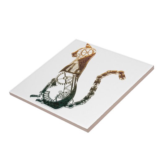 Steampunk Katzenfliese Fliese (Seite)