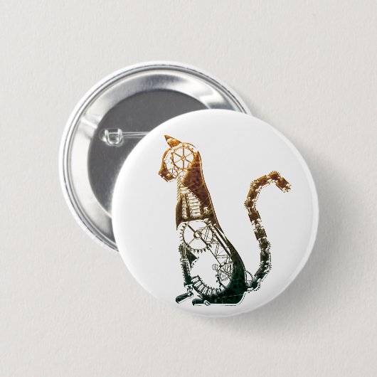 Steampunk Katzenknopf Button (Vorne & Hinten)