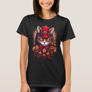 Steampunk-Katzenkunstwerk Grafikdesign Katze Fanta T-Shirt