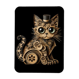 Steampunk Katzenlederkunst Magnet