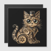 Steampunk Katzenlederkunst Magneteinladung (Vorne/Hinten)