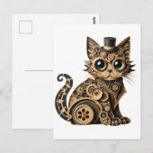 Steampunk Katzenlederkunst Postkarte (Vorne/Hinten)