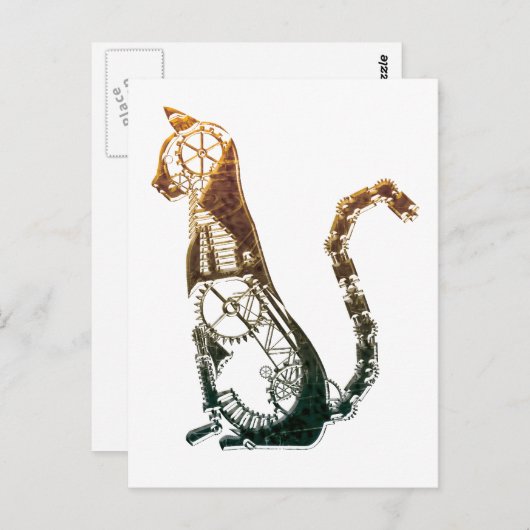 Steampunk-Katzenpostkarten Postkarte (Vorne/Hinten)