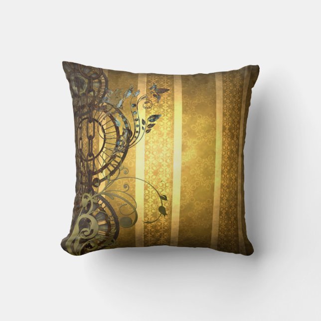 Steampunk Ketten und Blumen Kissen (Vorderseite)