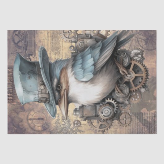 Steampunk Kingfisher Bird Seidenpapier (Vorderseite)