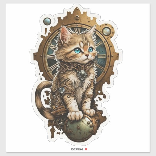 Steampunk Kitten Aufkleber (Blatt)