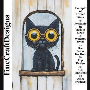 Steampunk Kitten + Dekoupage auf Holz AQ1 mit dist Seidenpapier