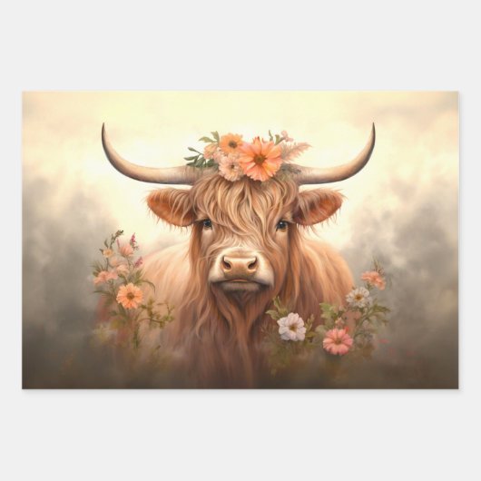 Steampunk Kitten, Fox Royal King, Highland Cow Geschenkpapier Set (Vorderseite 3)