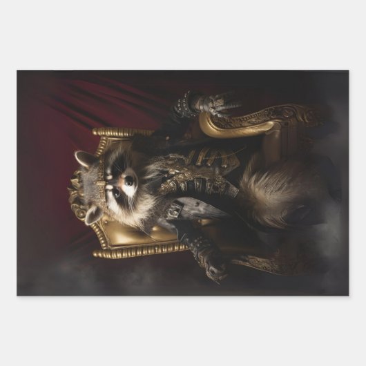 Steampunk Kitten, Fox Royal King, Highland Cow Geschenkpapier Set (Vorderseite 2)