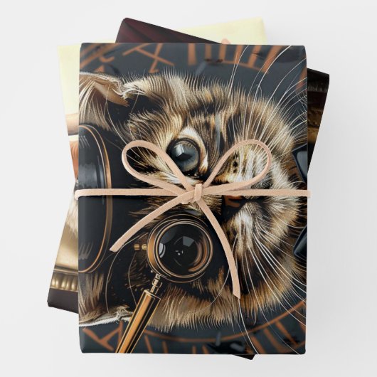 Steampunk Kitten, Fox Royal King, Highland Cow Geschenkpapier Set (Beispiel)
