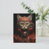 Steampunk Kitten in Red Postcard Postkarte (Stehend Vorderseite)