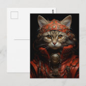 Steampunk Kitten in Red Postcard Postkarte (Vorne/Hinten)