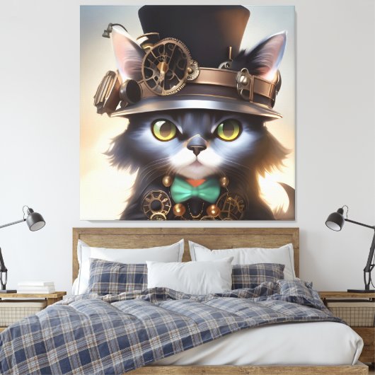 Steampunk Kitten Leinwanddruck (Insitu (Schlafzimmer))