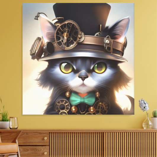 Steampunk Kitten Leinwanddruck (Insitu (Wohnzimmer))
