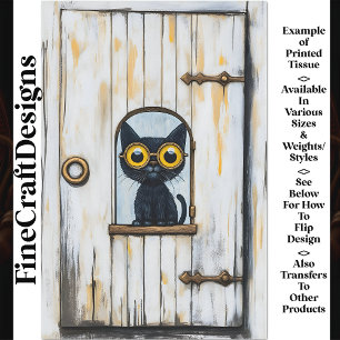 Steampunk Kitten + Not leidendes Holz AP9 Decoupag Seidenpapier