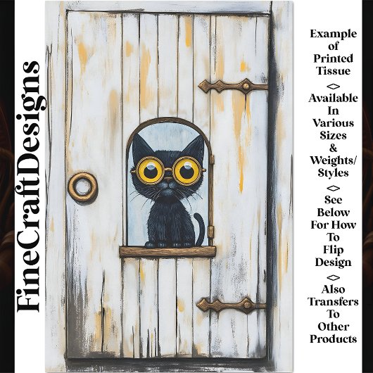 Steampunk Kitten + Not leidendes Holz AP9 Decoupag Seidenpapier