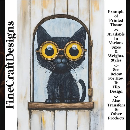 Steampunk Kitten + Not leidendes Holz AQ1 Decoupag Seidenpapier