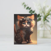 Steampunk Kitten Postkarte (Stehend Vorderseite)