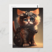 Steampunk Kitten Postkarte (Vorne/Hinten)