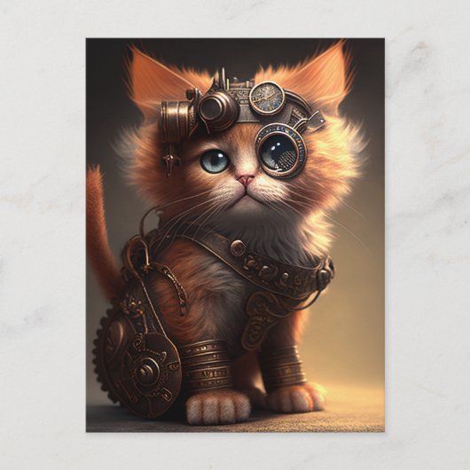Steampunk Kitten Postkarte (Vorderseite)