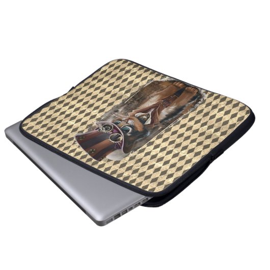 Steampunk Kitty Laptopschutzhülle (Vorne Knopf)