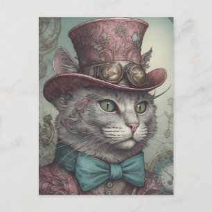 Steampunk Kitty Postcard Postkarte