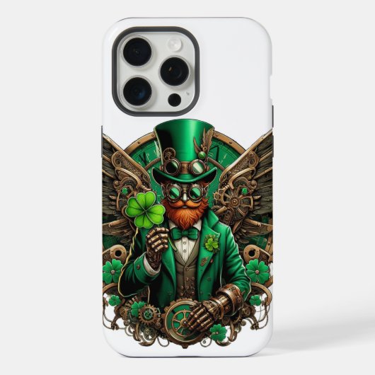 Steampunk-Kleeblatt zum St. Patrick's Day iPhone Hülle (Rückseite)