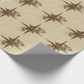 Steampunk-Kompass-Stern Geschenkpapier (Ecke)
