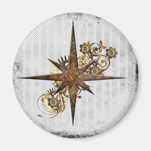 Steampunk-Kompass-Stern Grunge Magnet