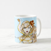 Steampunk Königin und Pfau-Tasse Kaffeetasse (VorderseiteRechts)