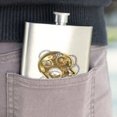 Steampunk-Kopf mit Manometer Flachmann (Beispiel)