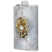 Steampunk-Kopf mit Manometer Flachmann (Links)
