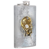 Steampunk-Kopf mit Manometer Flachmann (Rechts)