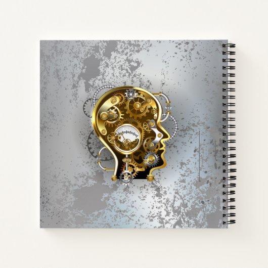 Steampunk-Kopf mit Manometer Notizblock (Rückseite)