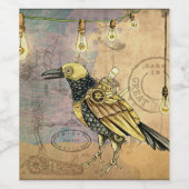 Steampunk-Krähe Weinetikett (Einzelnes Label)