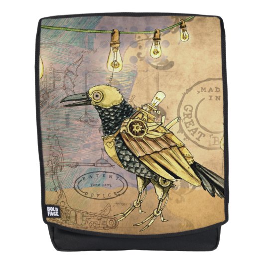 Steampunk-Krähen-Rucksack Rucksack (Vorderseite)