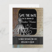 Steampunk kraken Fantasie Save the Date Ankündigungspostkarte (Vorne/Hinten)
