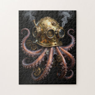 Steampunk Kraken Oktopus-Tauchhelm-Jigsaw-Puzzle Puzzle