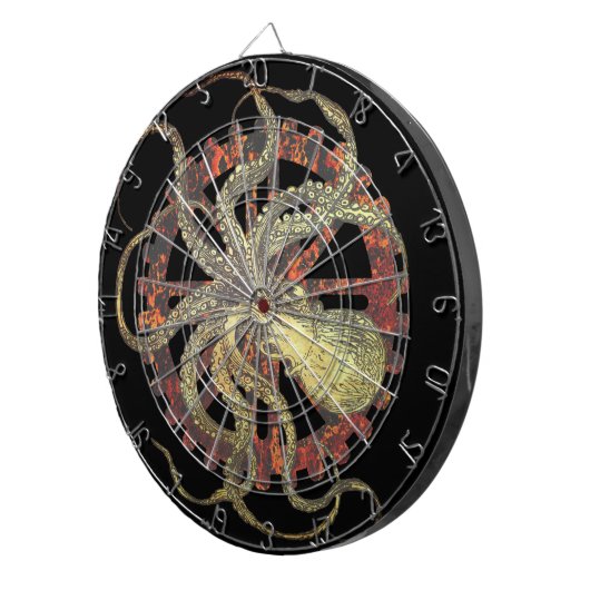Steampunk-Kraken und robustes Uhrwerk Dartscheibe (Vorderseite rechts)