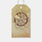 Steampunk-Kraken und robustes Uhrwerk Geschenkanhänger (Rückseite)