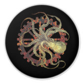 Steampunk-Kraken und robustes Uhrwerk Keramikknauf (Vorderseite)