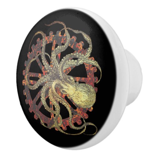 Steampunk-Kraken und robustes Uhrwerk Keramikknauf (Rechts)