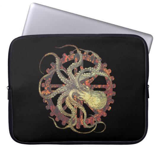 Steampunk-Kraken und robustes Uhrwerk Laptopschutzhülle (Vorderseite)