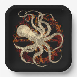 Steampunk-Kraken und robustes Uhrwerk Pappteller