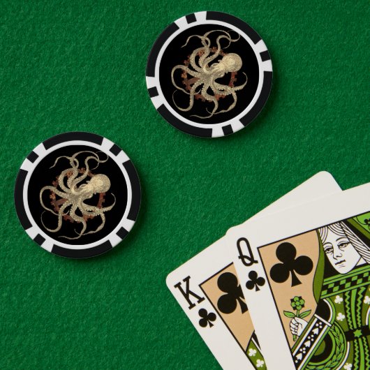 Steampunk-Kraken und robustes Uhrwerk Pokerchips (Pokertisch (doppelt))