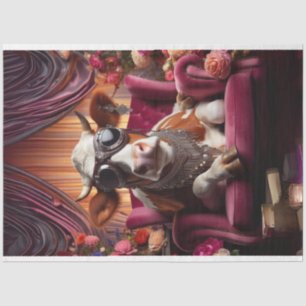 Steampunk Kuh rosa Stuhl Vintag Decoupage Seidenpapier