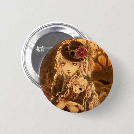 Steampunk Kunst-Knopf Button (Vorne & Hinten)